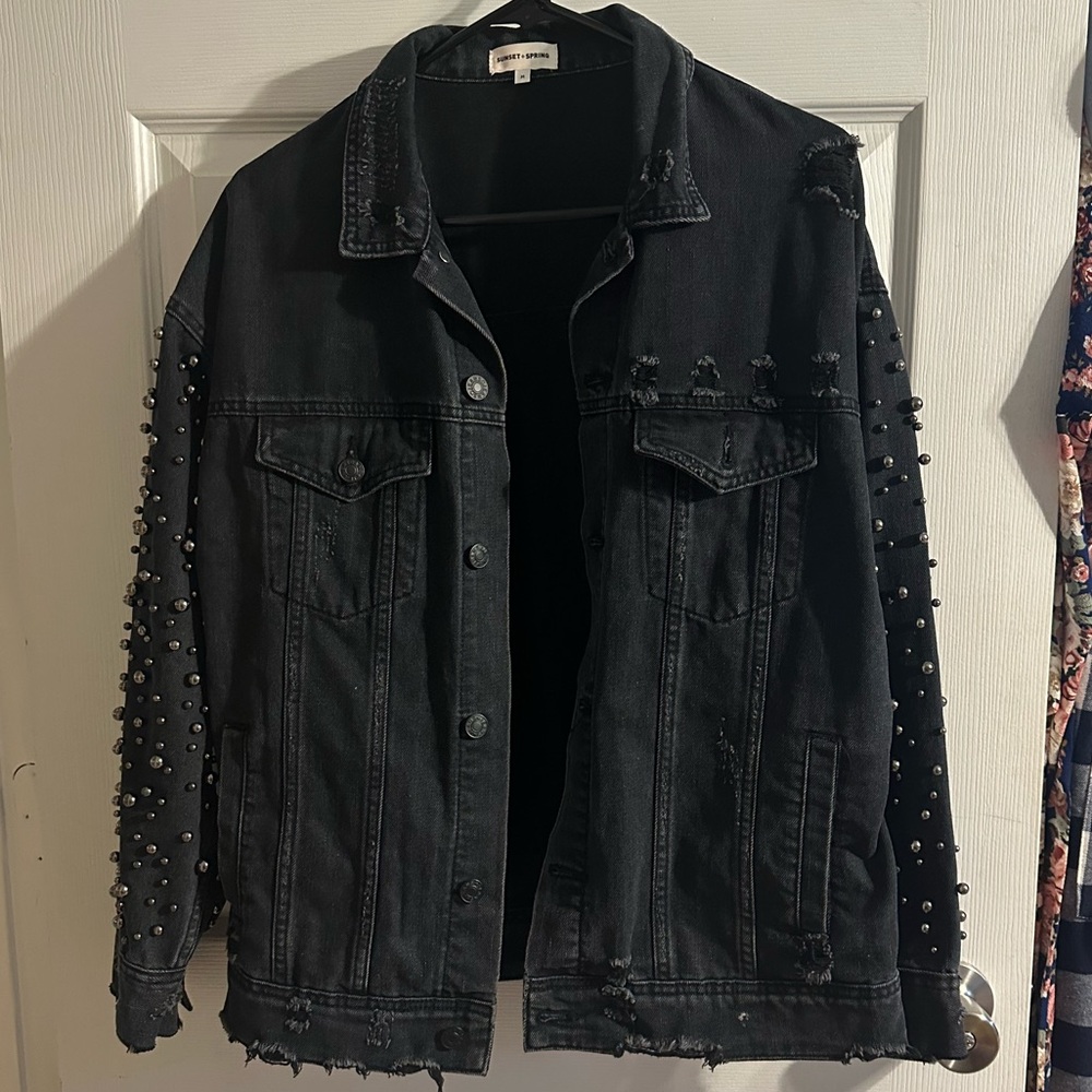 Sunset + spring pearl denim jacket